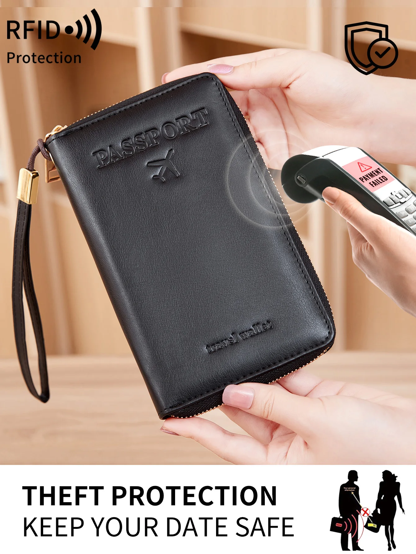 Minimalist retro RFID passport bag multifunctional ID card bank card passport holder high-quality PU leather travel accessories