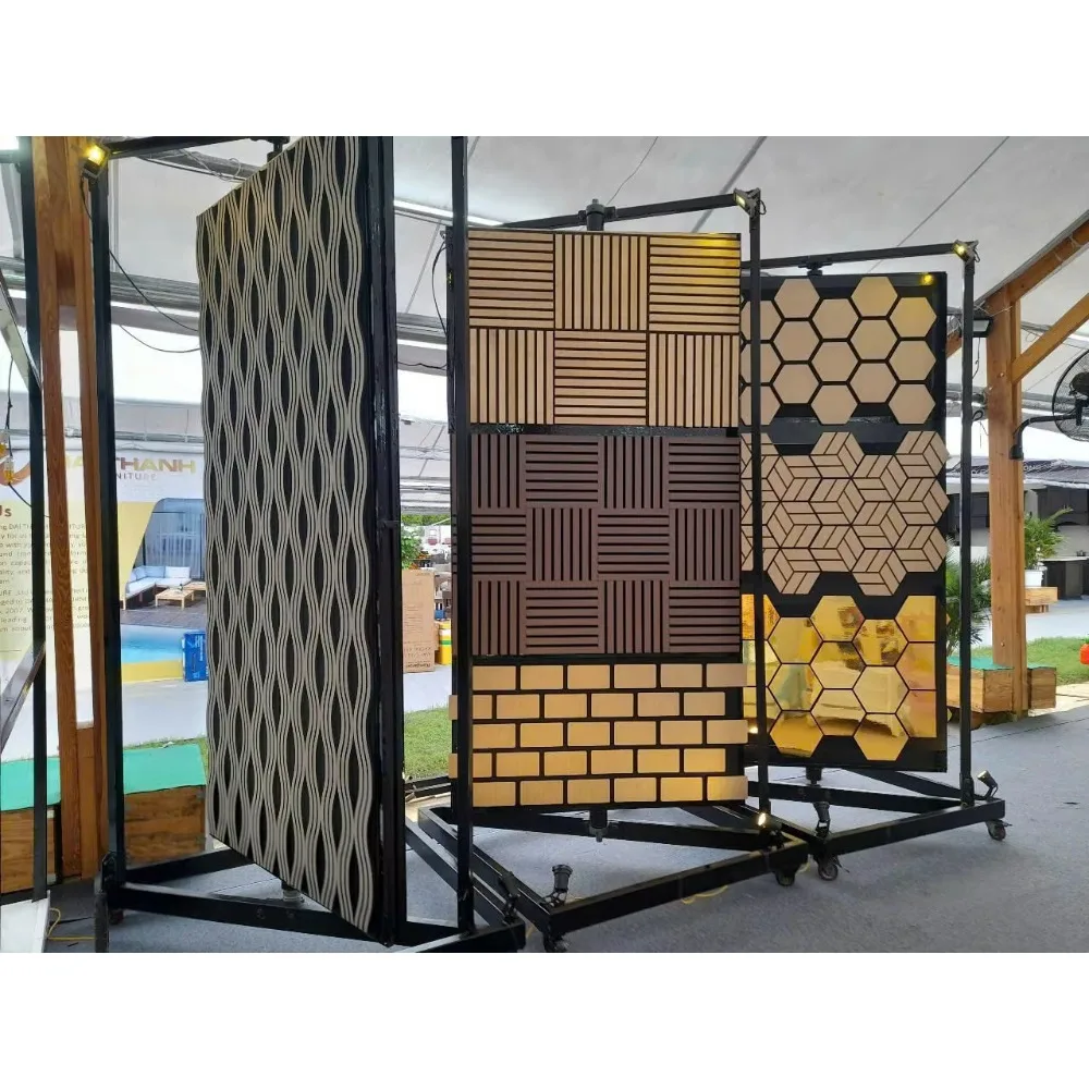 Factory Price 3D Light Starry Effect WPC Grille PVC Covered Fluted Wall Panel Interior Decorative TV Background Acoustic Panels