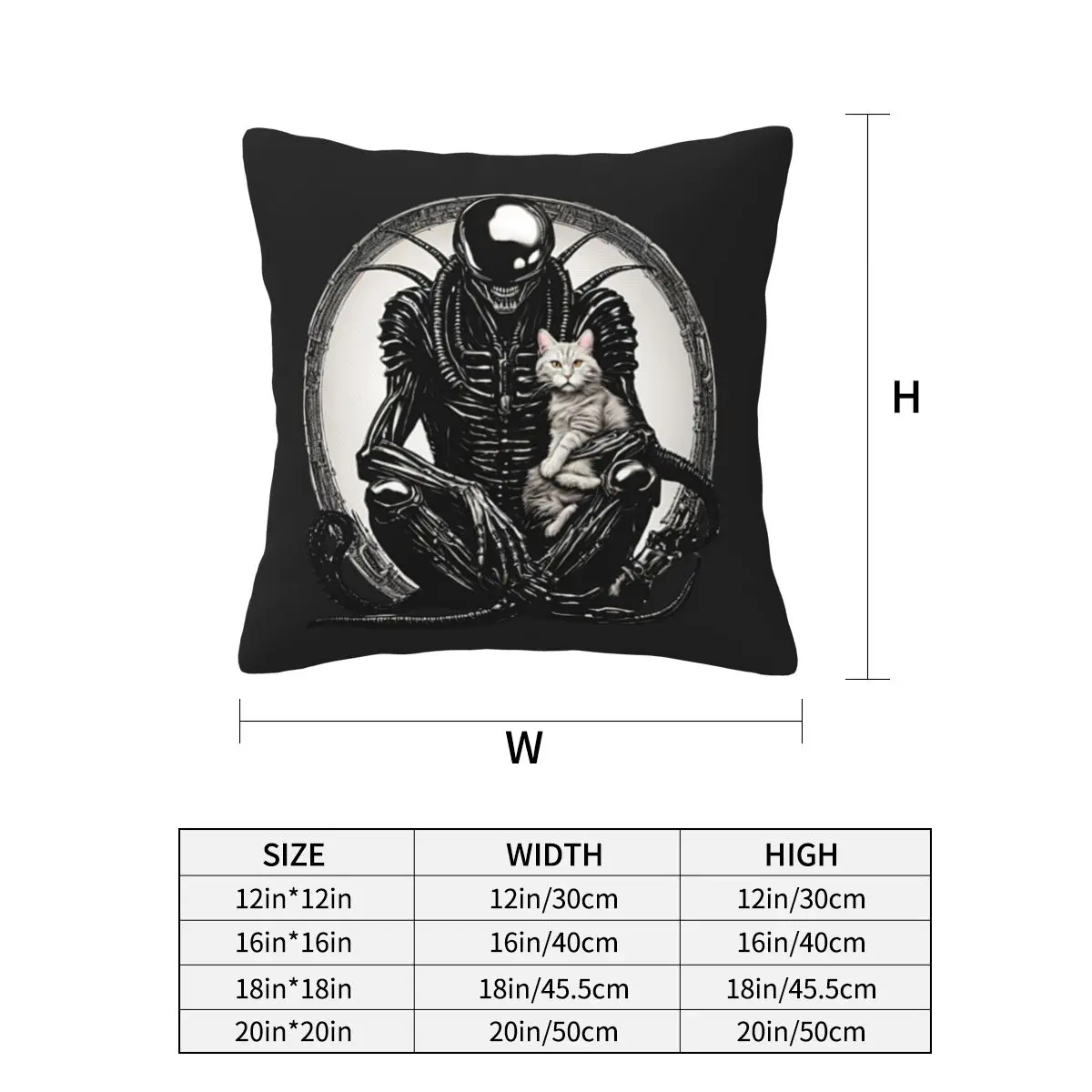 Xenomorph And A Cat Square Pillowcase Pillow Cover Cushion Decor Comfort Throw Pillow for Home Car