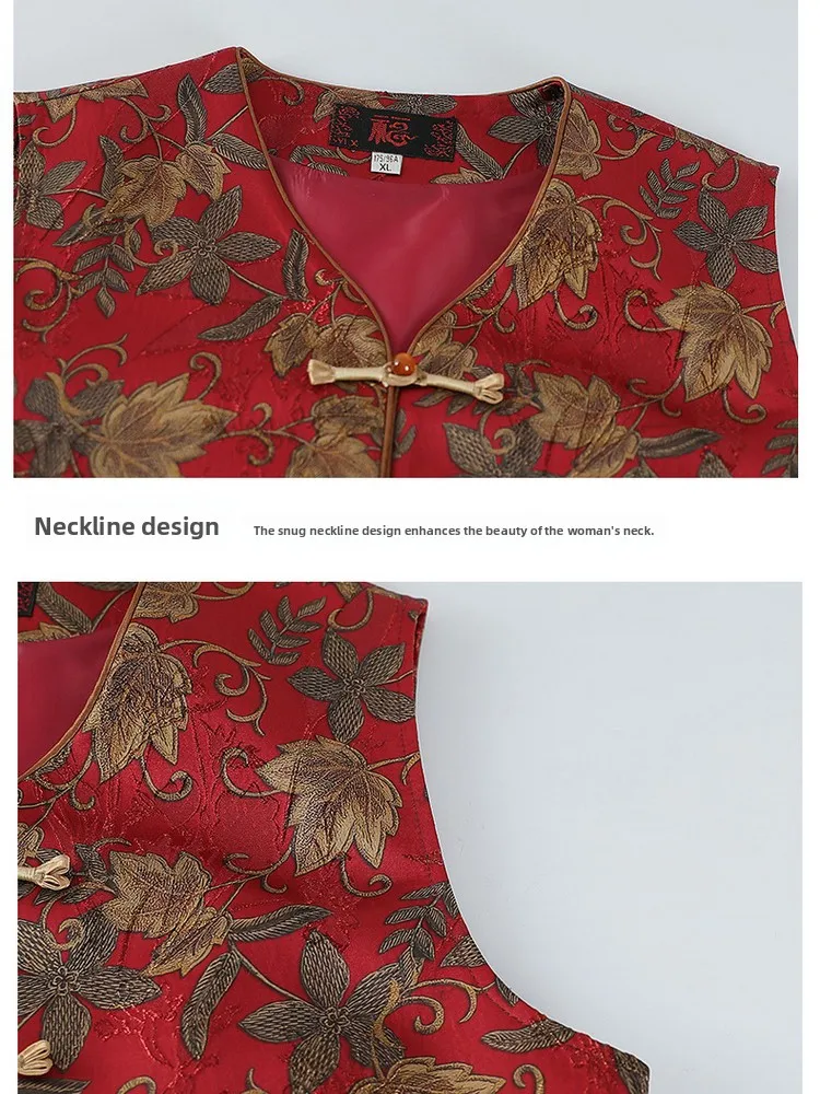 Ly feminino chinês sle vela colete outono faion outerwear jogo interno e mãe roupas solto ajuste redondo ne