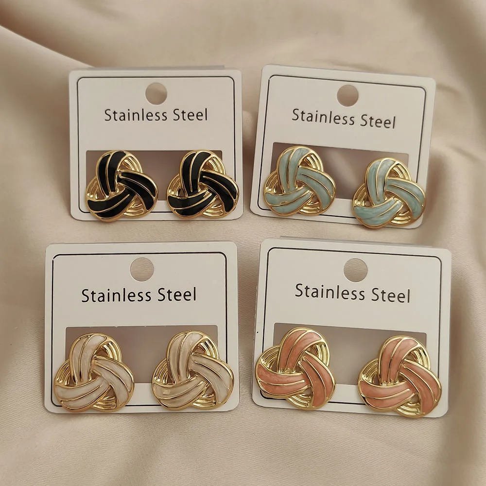 

Creative Celtic knot colored enamel stainless steel earrings, waterproof and rusty-free women's earrings, party jewelry