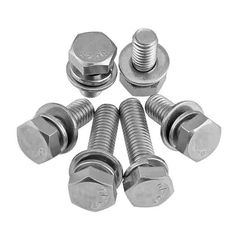304/316A4 Stainless Steel External Hexagon Screws Set Bolt Outer Hex Screw Bolts With Flat Washer Spring Gasket M3/4/5/6/8/10/12