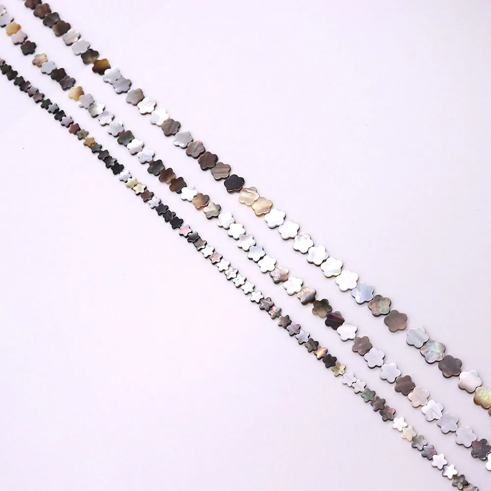 Flat Five-Petaled Flower-Shaped Natural Black Shell Straight-Hole Beads 6/8/10/12mm Handmade Necklace Bracelet Jewelry Accessory