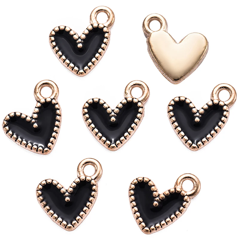 30pcs 10 colors small love heart Alloy Metal Enamel Charms Pendant DIY Bracelet Necklace earrings Jewelry making accessories