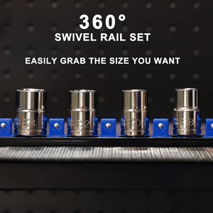ABS Socket Wrenchs Holder Adjustable Finisher 1/4 3/8 1/2 Storage Mountable Sliding Stand Sleeve Rail Rack Tool 8 best sales socket holder - №8