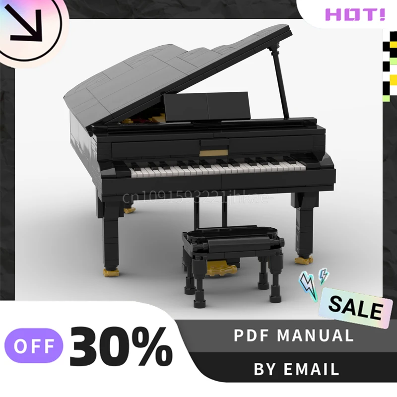 [501PCS] 맞춤형 MOC 콘서트 그랜드 피아노 크리 에이 티브 빌딩 블록 세트 STEM 교육 장난감 건설 모델 키트 생일