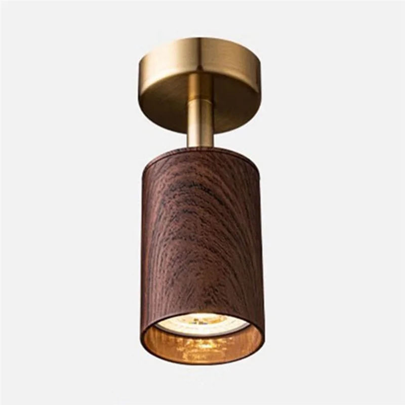 ABZS Walnut Finish Sudut Dapat Disesuaikan Led Spot Light Mounted Lampu Langit-langit Desain Bahan Aluminium Kecil