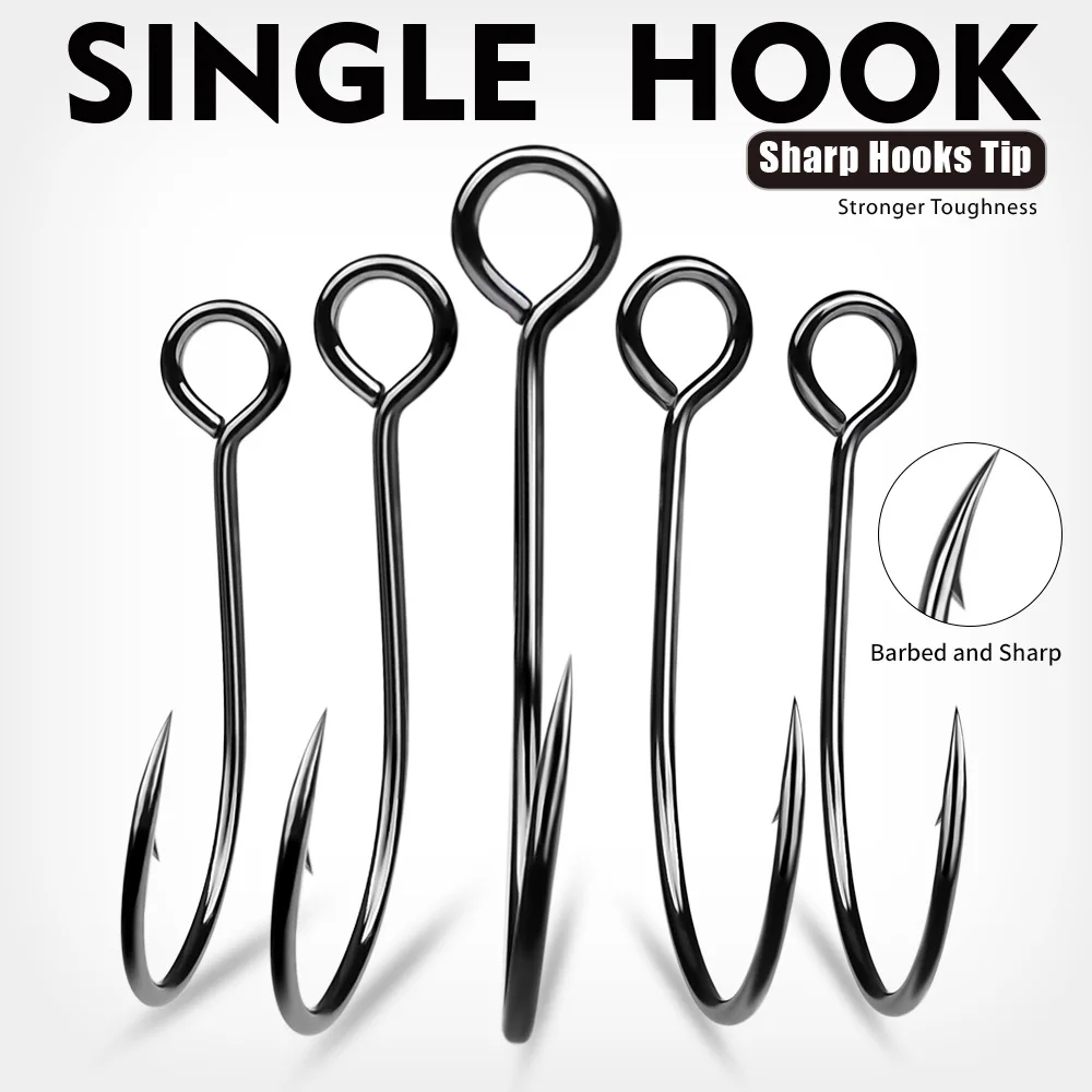 

Sea. Yolo 50pcs/bag Large Circle Fly Hook Single Hook High Carbon Steel Strip Barbed Fishing Hook Soft Insect Hook Fishing Goods