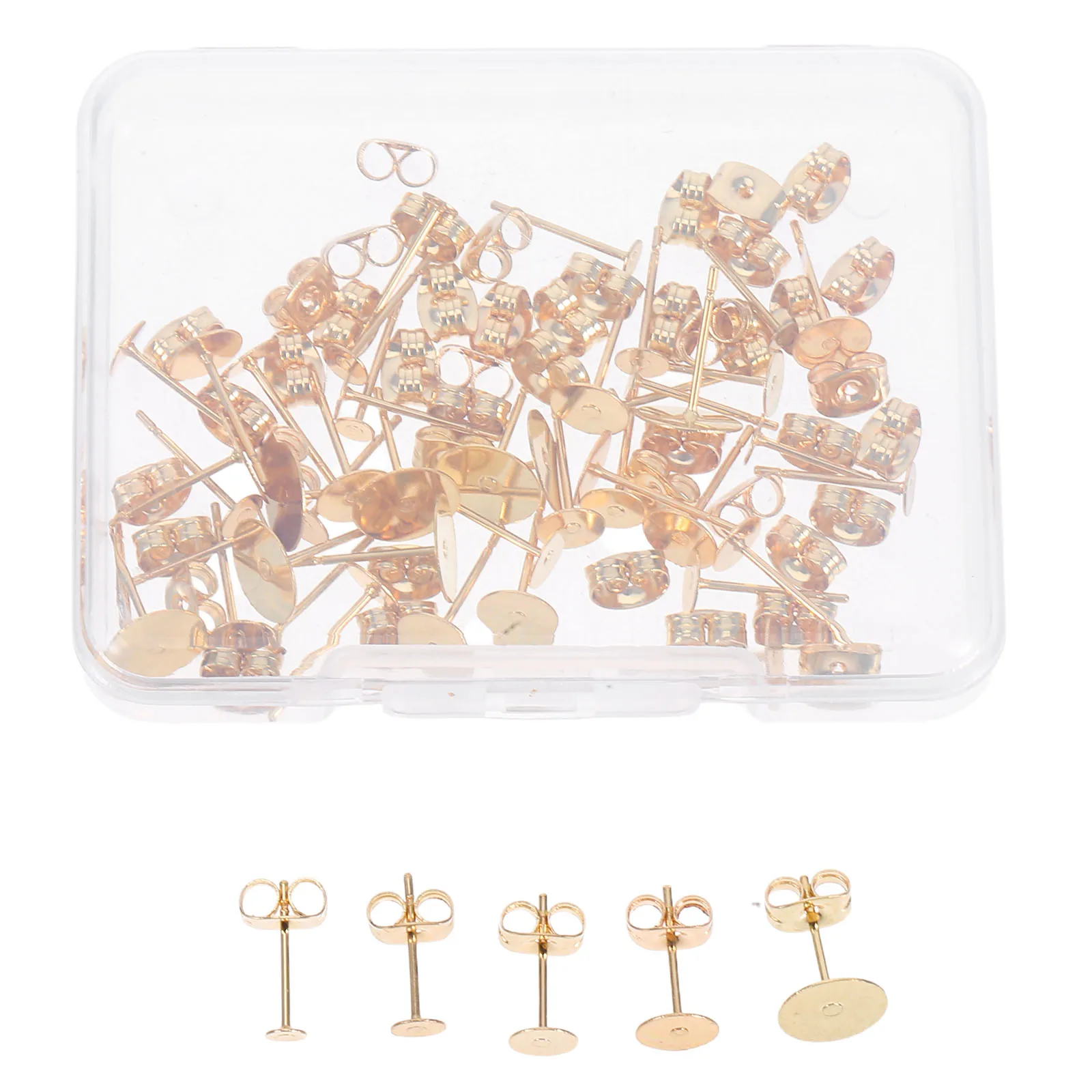 

50 set Earring Accessories Round Studs Supplies Stainless Steel Findings for Jewelry Making Secure Backings Durable Flat Design