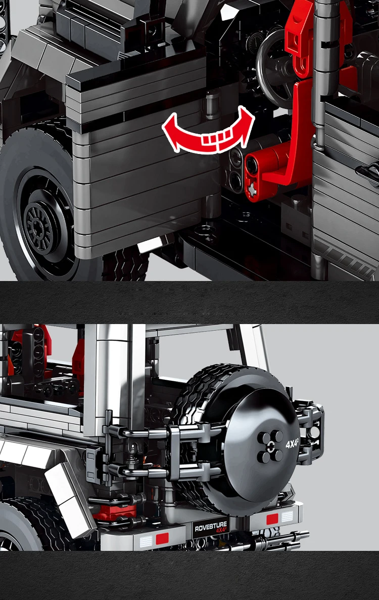 Technisches Deutschland-Stadt-Fahrzeug-Baustein-Set im Maßstab 1:14, Mercedes-Benz G63, Konstruktionsmodell, Bausteine, Spielzeug, Sammlerstück, ideal als Geschenk. – Detail 5
