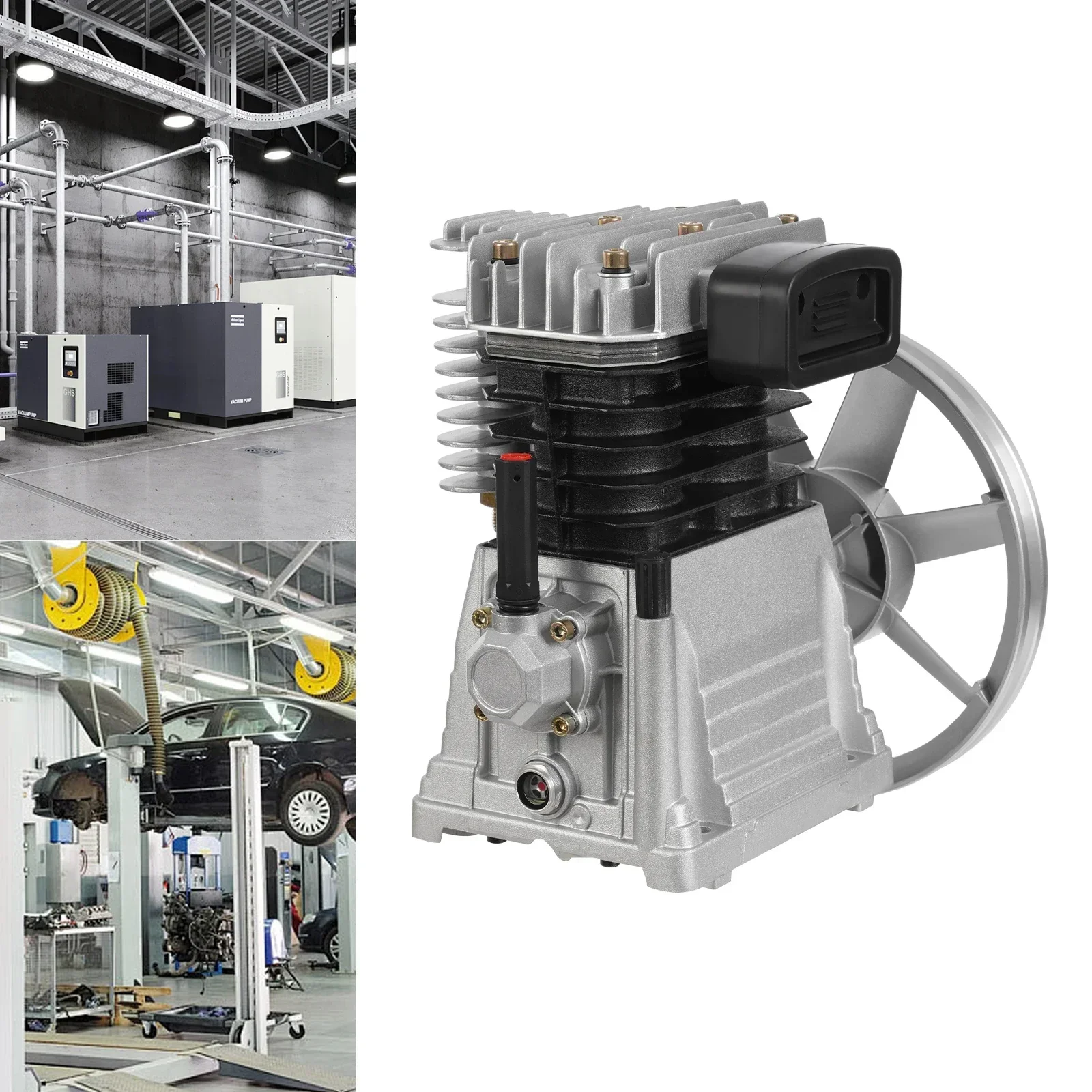 

3HP 2.2KW Industrial Compressor Pump Motor, Air Compressor Pump Head, Single Stage Twin Cylinder Splash Lubrication Pump