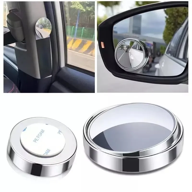 1-4Pcs Car Suction Cup Mount Auxiliary Rearview Mirror 360 Degree Rotating Wide-angle Round Frame Blind Spot Mirror