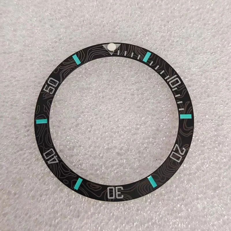 Insert de lunette en céramique biseautée givrée GMT, 38MM x 30.5MM, pour sous-boîtier de 40mm, bague de remplacement pour montre