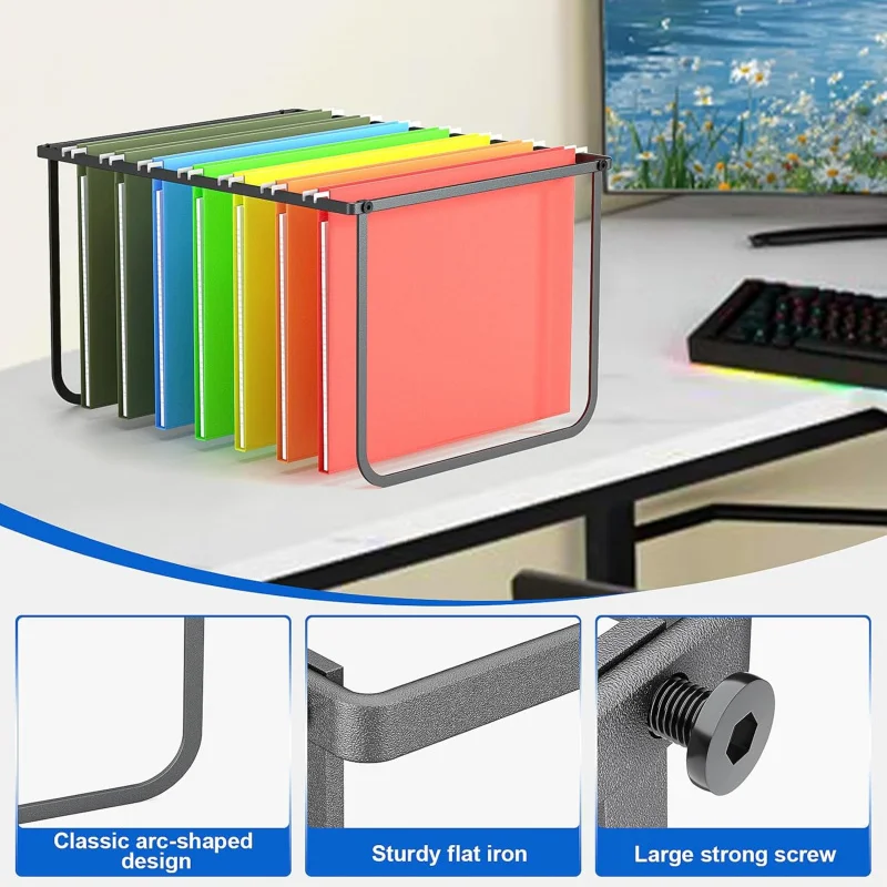 Legal and Letter Size Hanging File Folder Frame,Holder Desktop Organizer,Metal Rack Filing Cabinet a