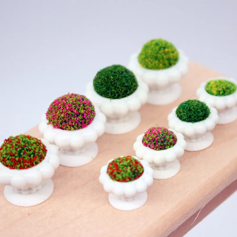 Dollhouse Plant Artefact Flower Pots Landscape Mini Planters Models Flower Plant Beds Greenery Miniature Home Decor Decoration