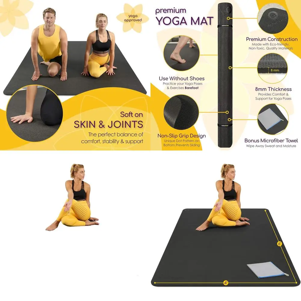 

Экологичный коврик для йоги толщиной 6 x 4 фута с противоскользящей поверхностью и без запаха для домашнего спортзала и упражнений