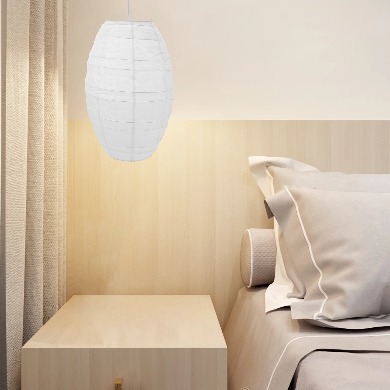 

Elegant Oval Paper Lampshade Handmade Hanging Foldable Light Shade for Dining Room Bedroom Living Space Rice Paper Lantern Cover