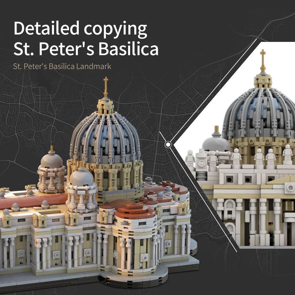 Gobricks MOC Saint Peter's Basilica Bricks Model Renaissance Vatican City St. Peter's Basilica Building Blocks Christendom Toys