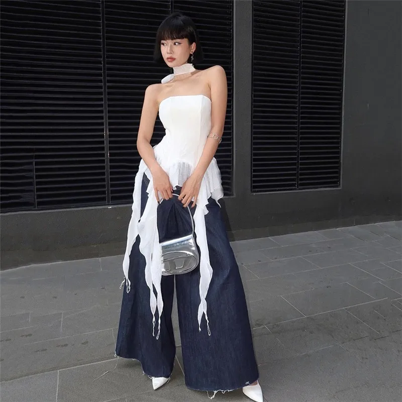 Ceco  Versátil de Color Sólido con Borlas y un Solo Hombro para Mujer, a la Moda, Nuevo Modelo de Verano 2024, Fibra d...