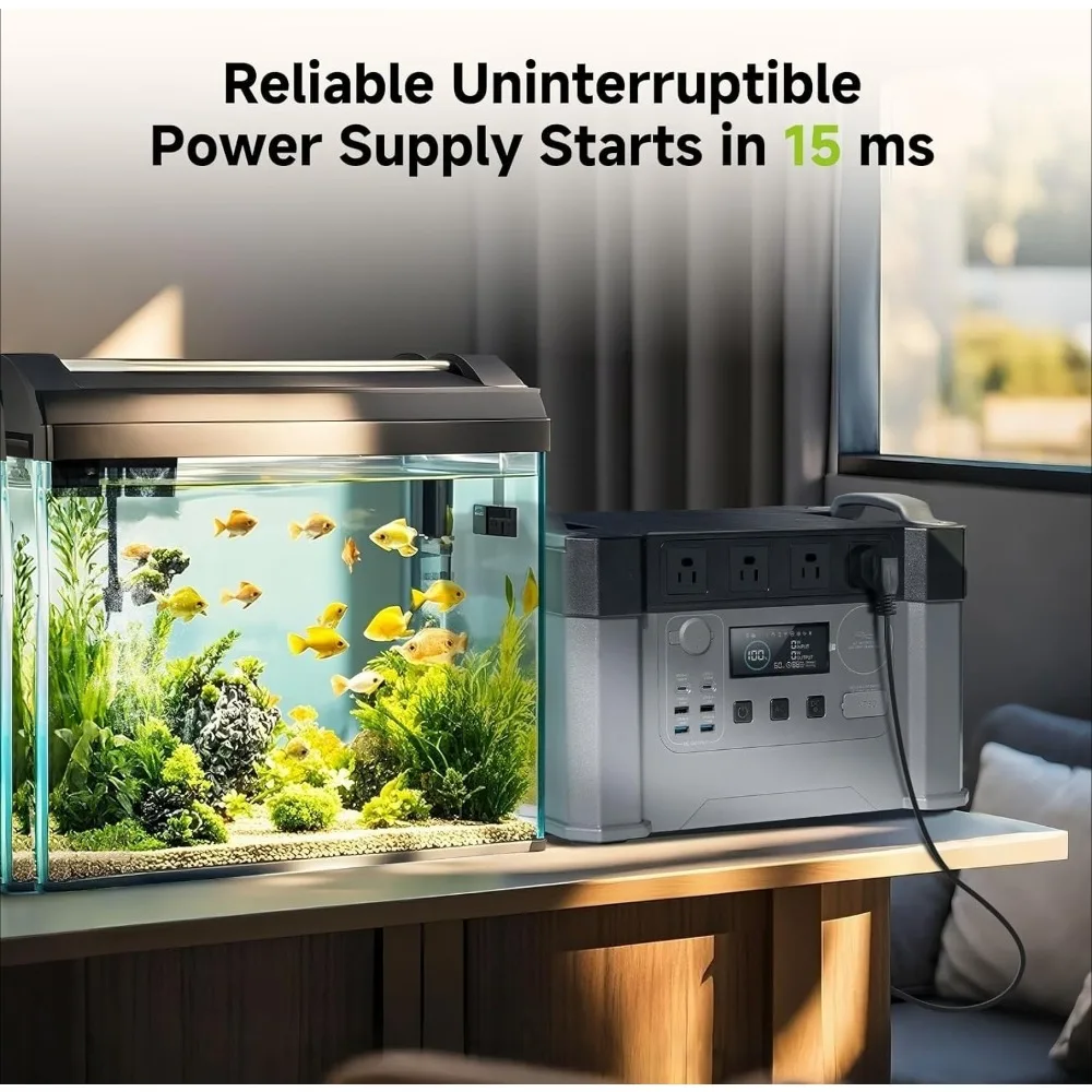 Central eléctrica portátil de 2000 W, respaldo de batería MPPT de 1500 Wh, generador solar S2000 con 4 salidas de CA (pico de 4000 W), energía solar