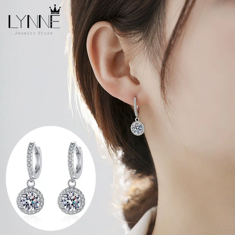 

New Fashion Fine 10mm Round AAA Zircon Pendant Hoop Earrings Women Jewelry 925 Sterling Silver Rhinestone CZ Circle Eardrop Gift