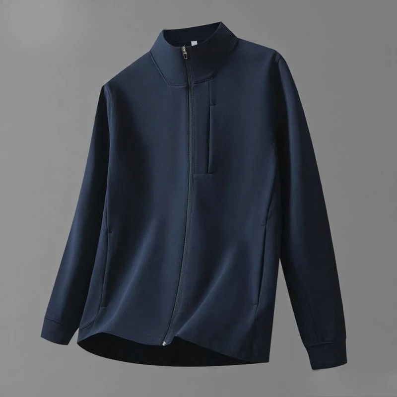 

Мужская куртка, эластичный кардиган на молнии с воротником-стойкой, пальто, уличное пальто для треккинга, тренировок, фитнеса, спорта, бега, пешего туризма, лагеря, верхняя часть