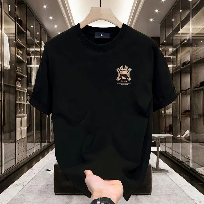 

Violent Bear print heavy cotton round neck short sleeve T-shirt men's summer American fashion brand ins half sleeve loose top