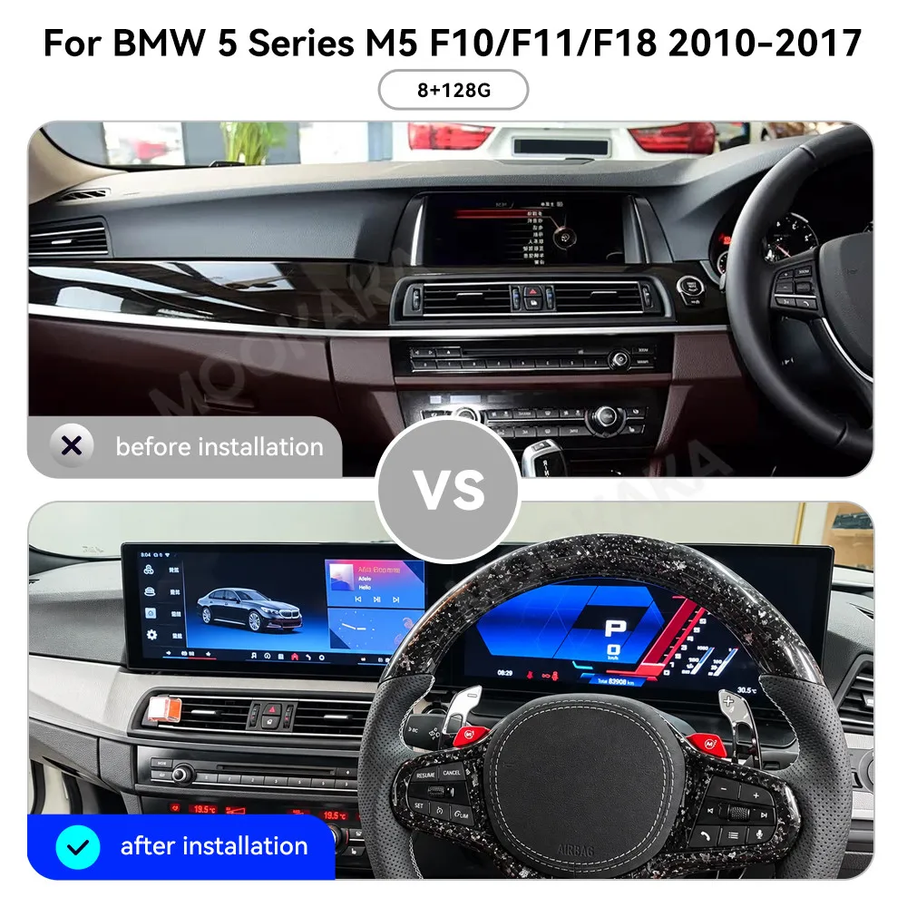 Android 14 Dual 15.8 Inch Screen For BMW 5 Series F10 F18 2010-2017 RHD Car Radio Multimedia Player GPS CarPlay Head Unit DSP 4G