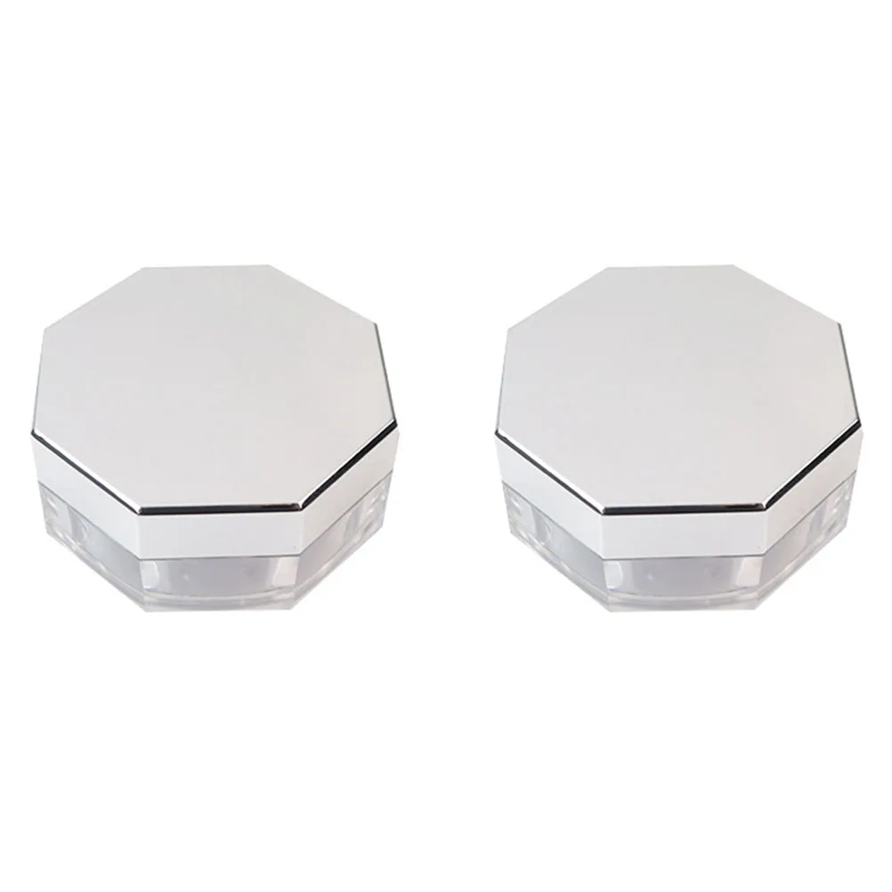 

2 Sets Empty Toner Powder Case Loose Makeup Container Holder Octagonal Boxes Travel Office School Dating