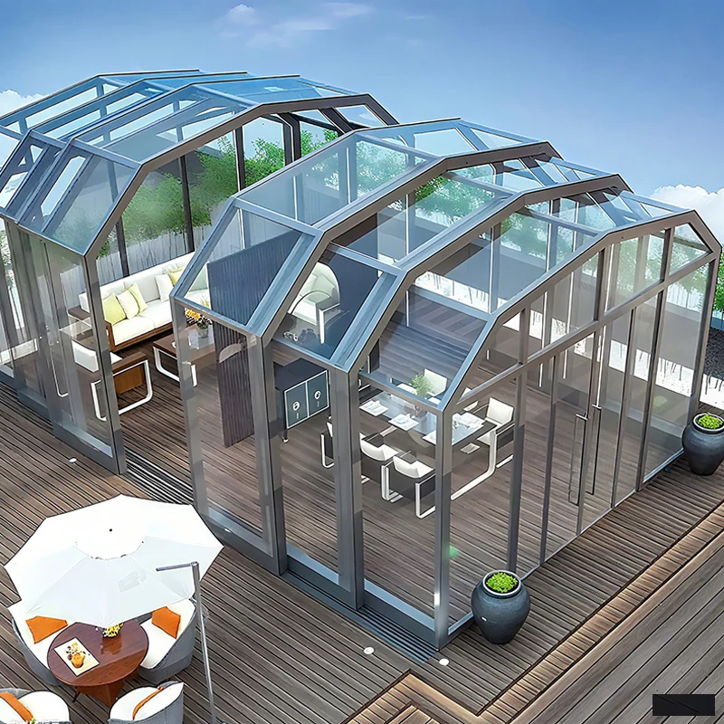 

Aluminum Insulated Sunroom Prefabricated Polycarbonate Greenhouse Greenhouse Courtyard Flat Roof