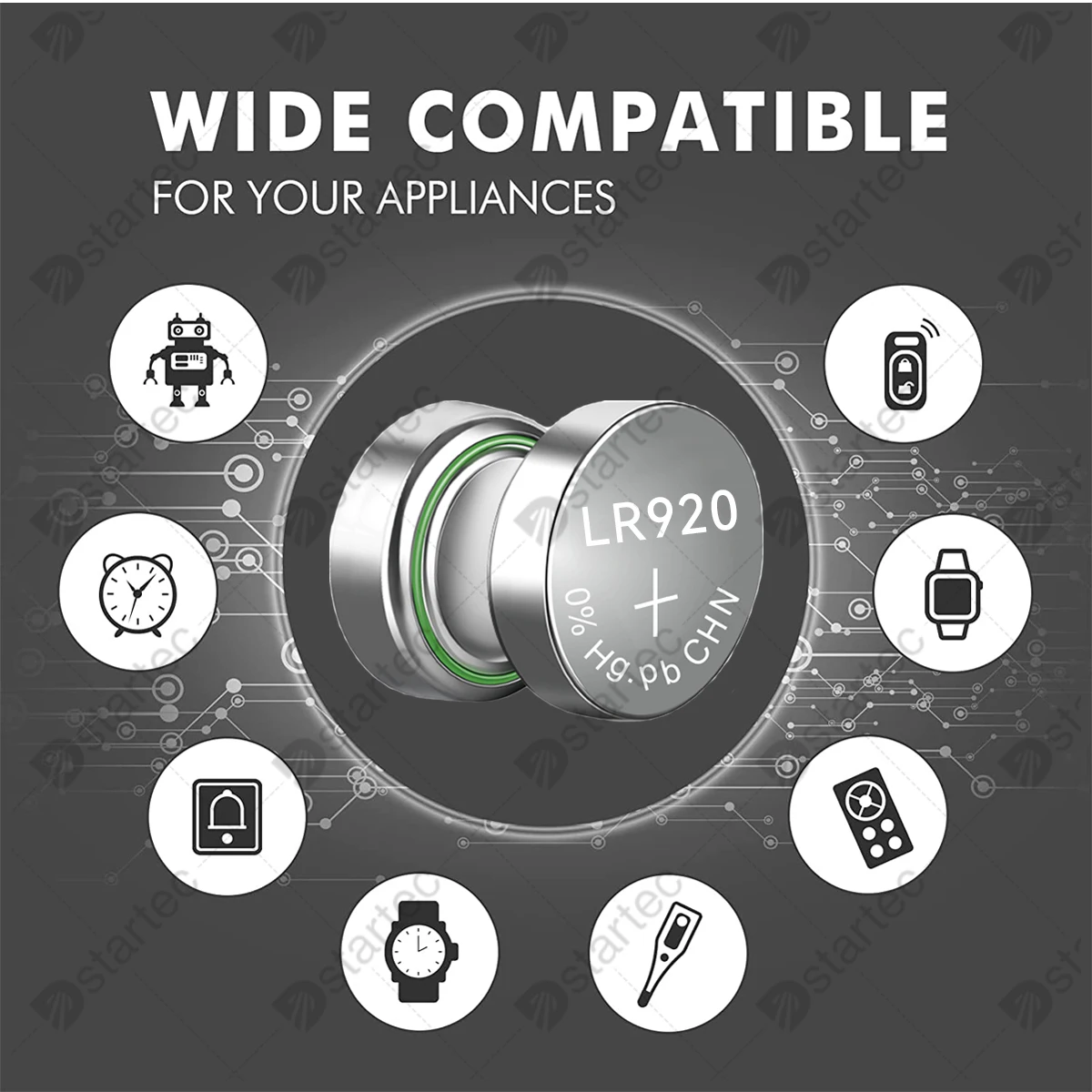 Koonenda 30mAh LR920 AG6 Alkaline Button Batteries, L921 LR921 SR920SW 371 171 370 SR920 1.55V Coin Cell for Watch Clock Remote