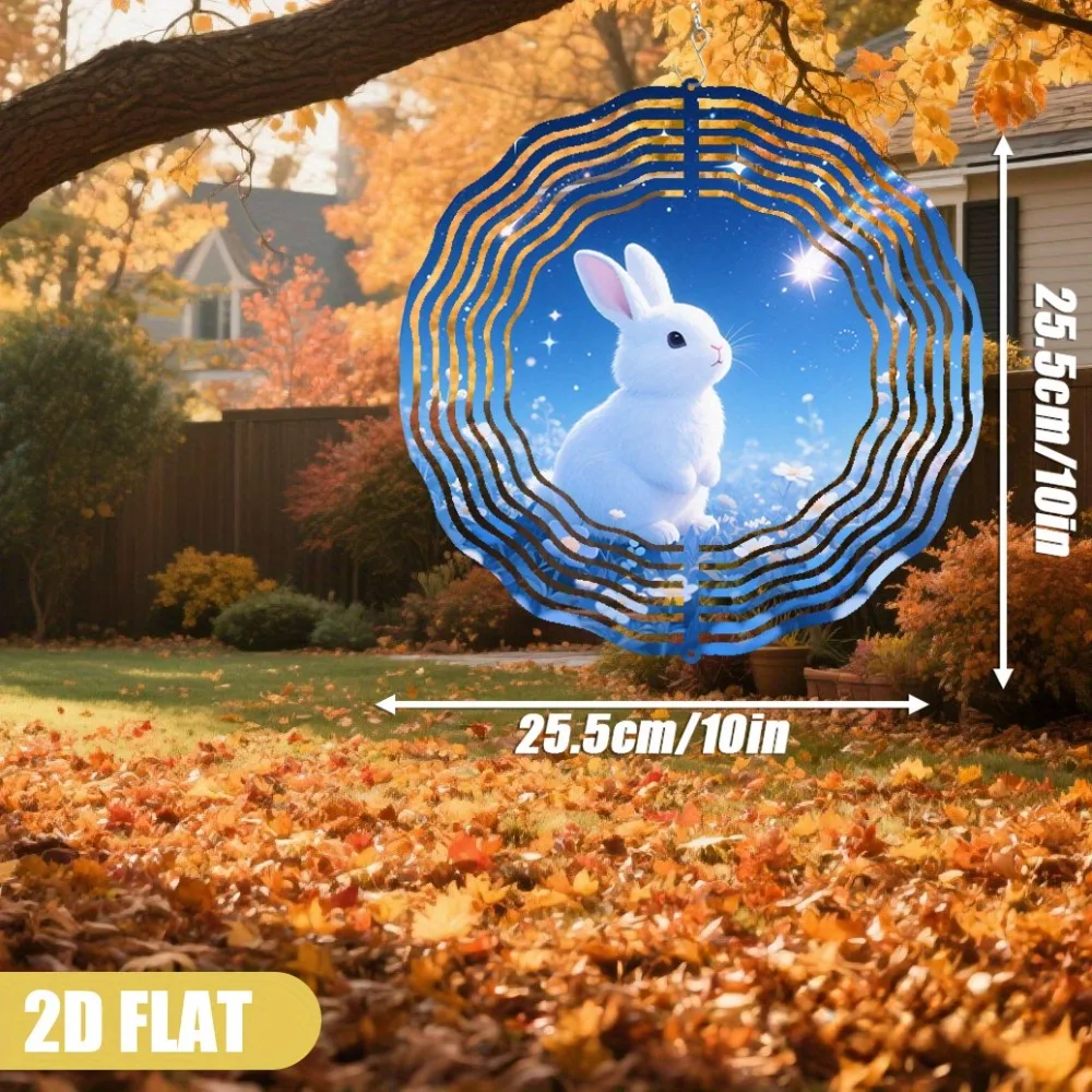 

Outdoor Wind Chimes 2D Flat Bunny Garden Decor Starry Sky Hanging Ornament 360 Rotating Hook Double-Sided Gift for Her Mom Valen