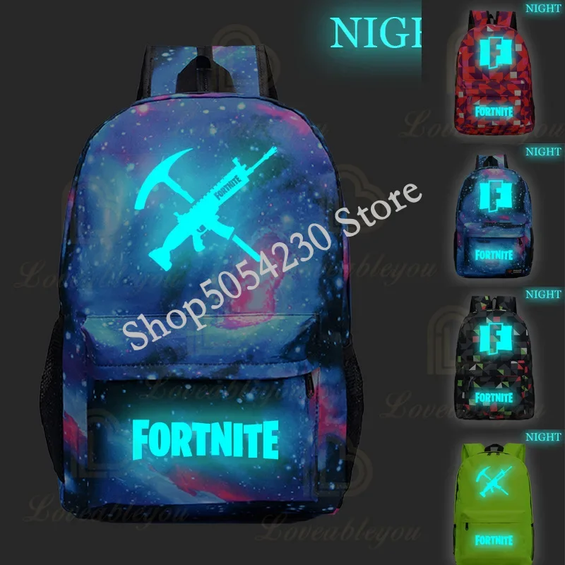 Mochila luminosa FORTNITE para adolescentes, niños, niños, mochilas escolares para estudiantes, Mochila de viaje, mochilas para ordenador portátil Unisex