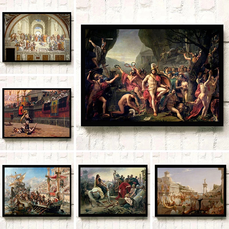 Póster de pintura clásica The Death of Sócrates Pollice Verso, lienzo, arte de pared moderno, imagen para sala de estar, decoración del hogar