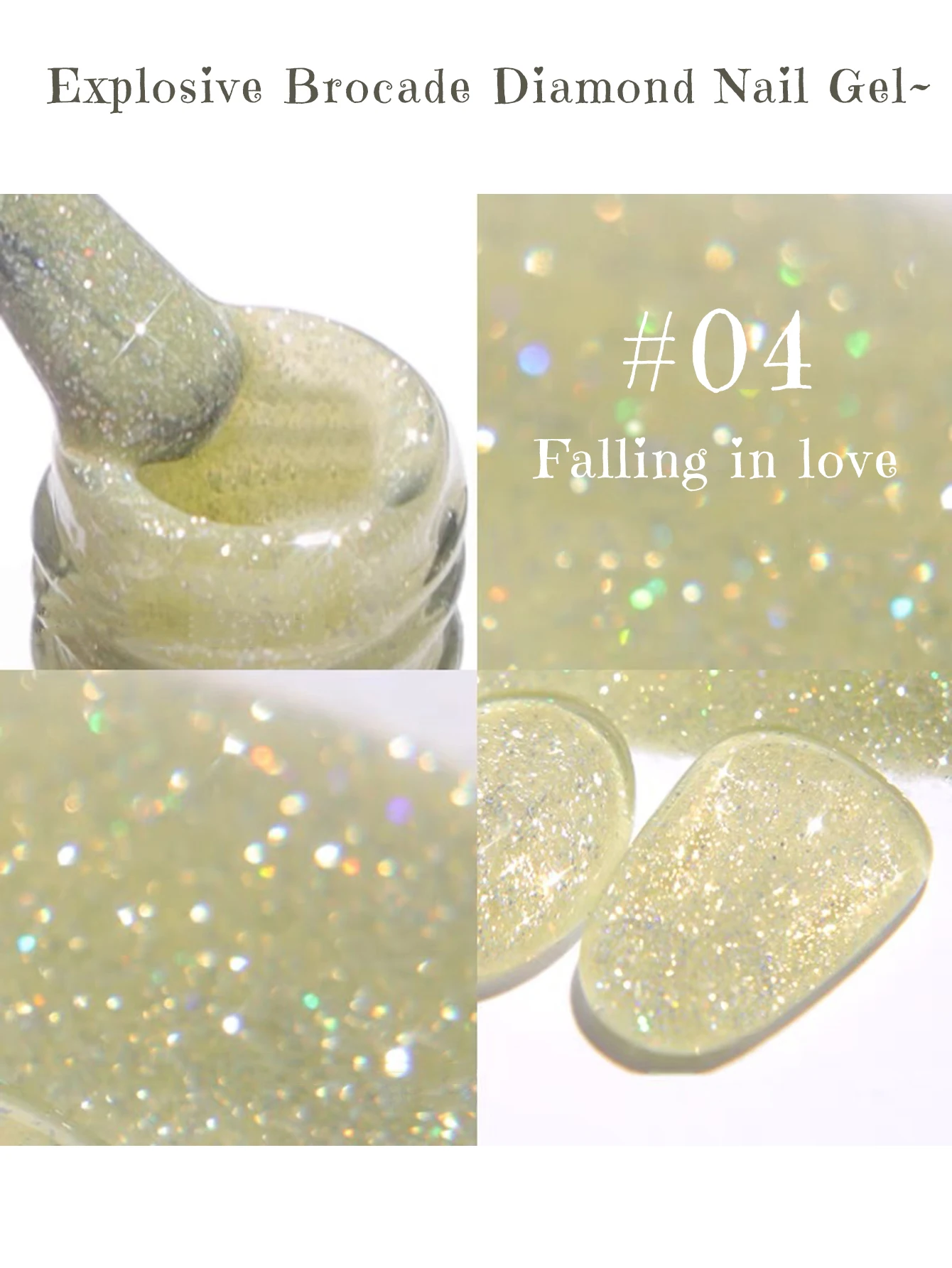 ZH 1-4Pcs 12ML Pink Blue White Green Color Series Ladybug Glitter Gel Nail Polish, Popular Yun Brocade Diamond Gel Polish image 5