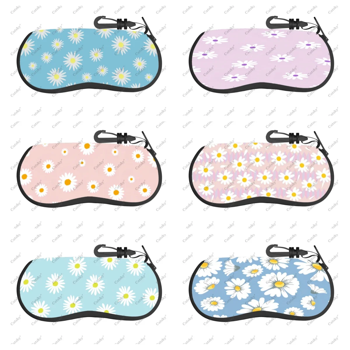 Daisy flowers Glasses Case Zipper Travel Printed Soft Case Suitable for Storing Glasses Sunglasses Case