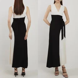 Customized Jersey Pleat A-line V-neck Midi Dresses Prom Dresses Modern Style Retro Fashion Elegant Sizes Available Matching