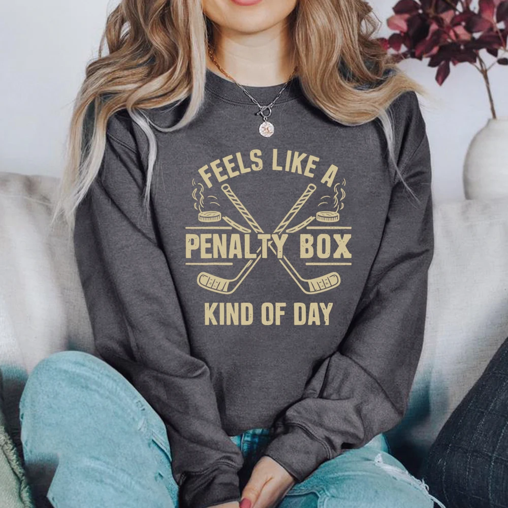 Sudadera con Estampado de Caja de Penales, Divertida Sudadera de Hockey, Camiseta para el Día del Partido, Unisex, Mangas Largas, Regalo para Fanáticos