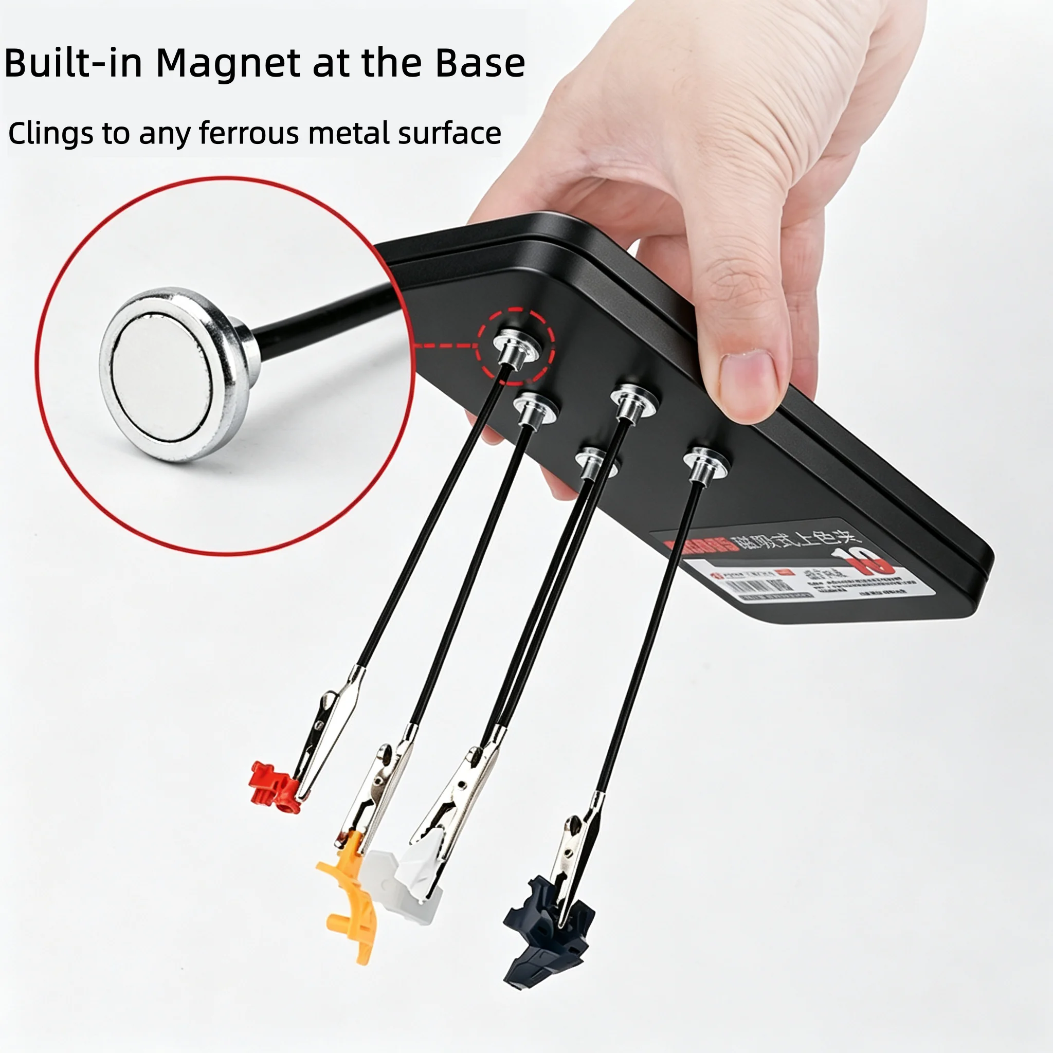 12 Stück Magnetische Modell-Malerei-Halter-Clips 360° Biegsamer Schwanenhals-Krokodilklemme mit Optionaler Metall-Aufbewahrungsbox – Detail 4