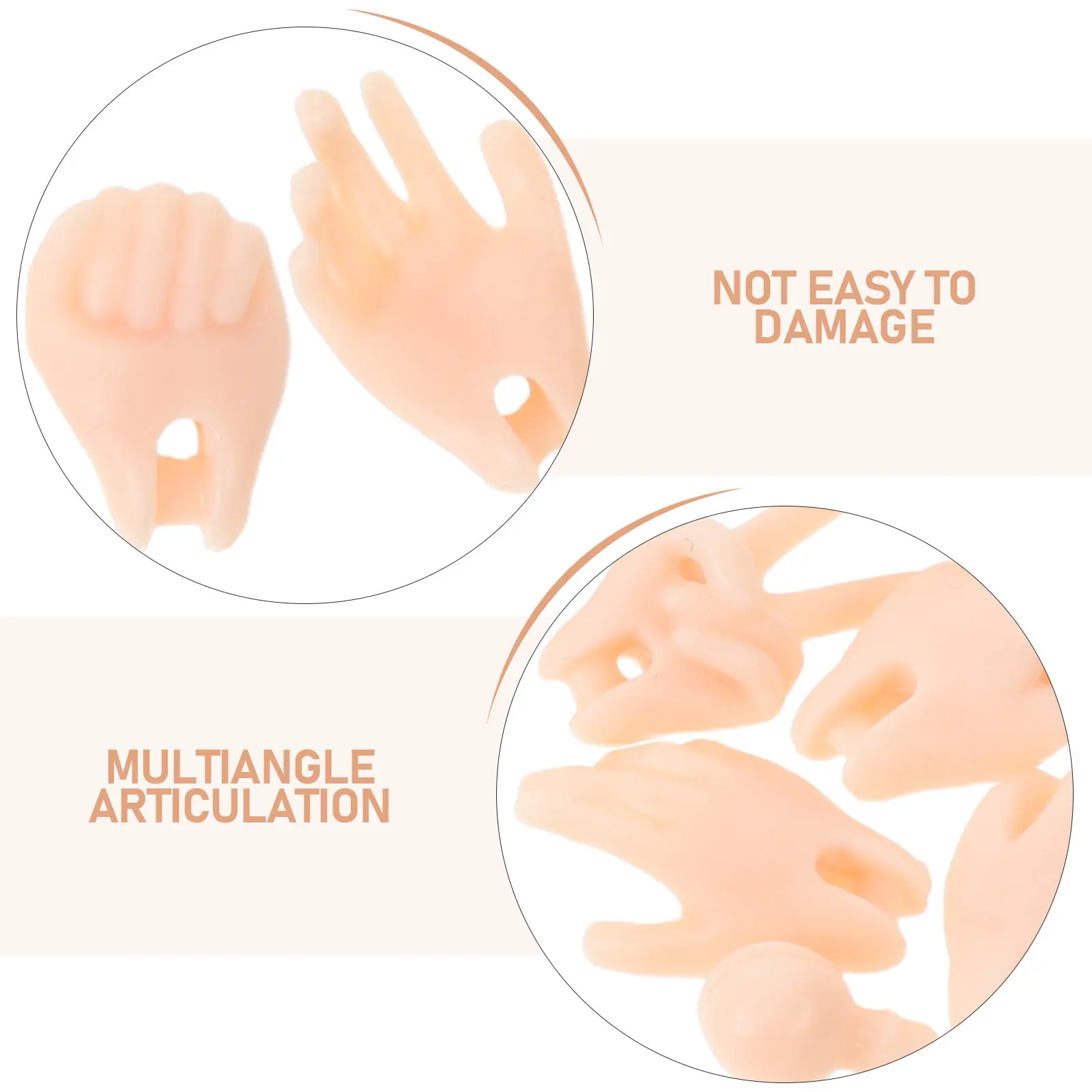 Gelenkige Miniaturhände aus Kunststoff mit beweglichen Teilen für DIY-Actionfiguren-Reparatur, flexible Handflächen-Ersatzteile, Bastelzubehör