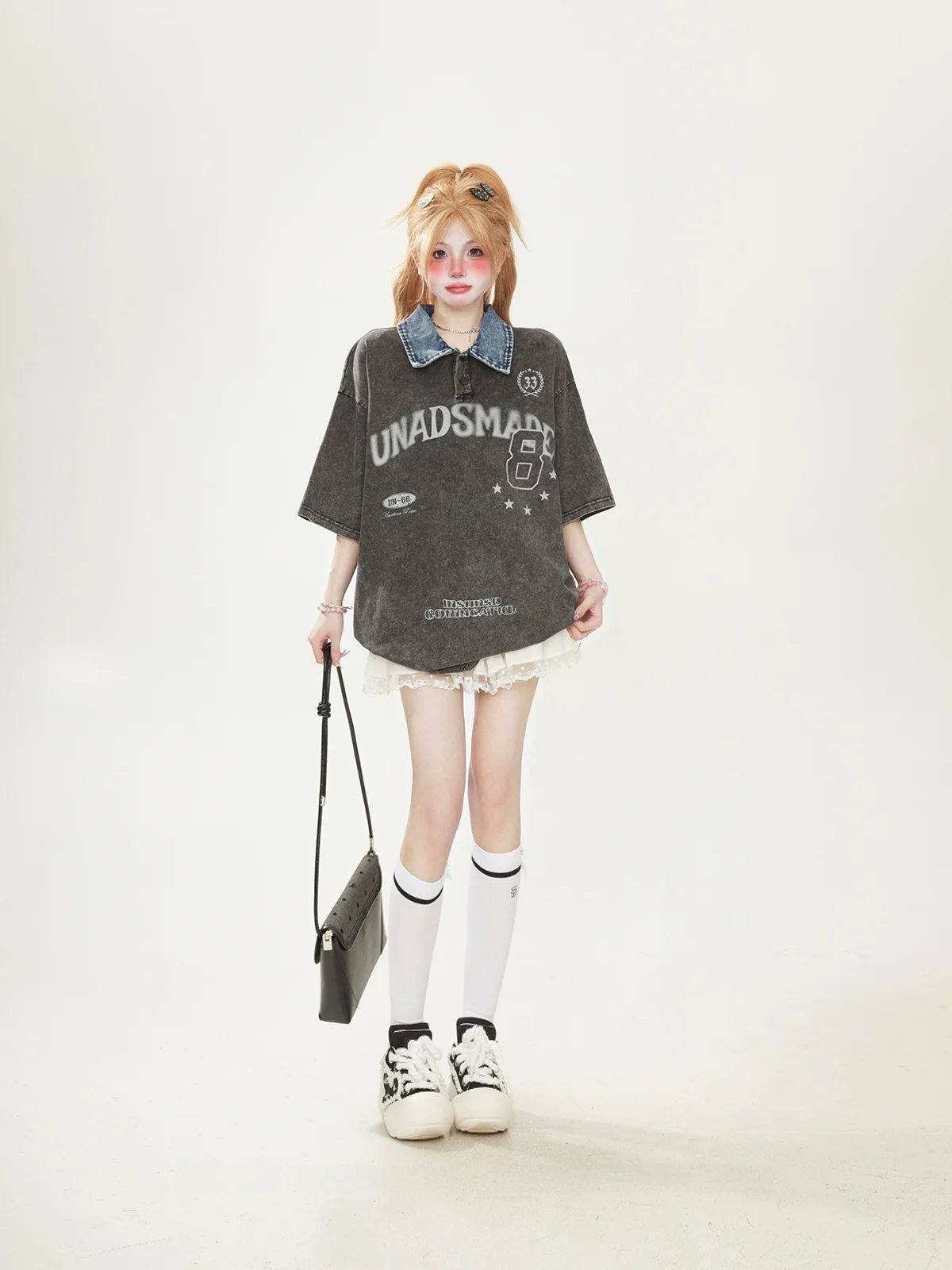 

Retro American Washed Heavy Duty Short Sleeve T-Shirt Women Summer Loose Letter Print Top Trendy Cotton Shirt Casual