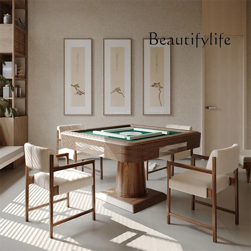 North America Black Walnut Solid Wood Electric Mahjong Table Automatic Mahjong Machine Bass Electric Dining Table