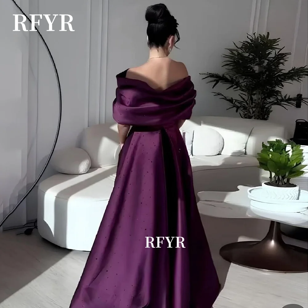 Sukienka celebrytki w kształcie litery A RFYR, sukienka imprezowa z odkrytymi ramionami dla arabskich kobiet, satynowe suknie wieczorowe, vestidos de fiesta, szyte na miarę
