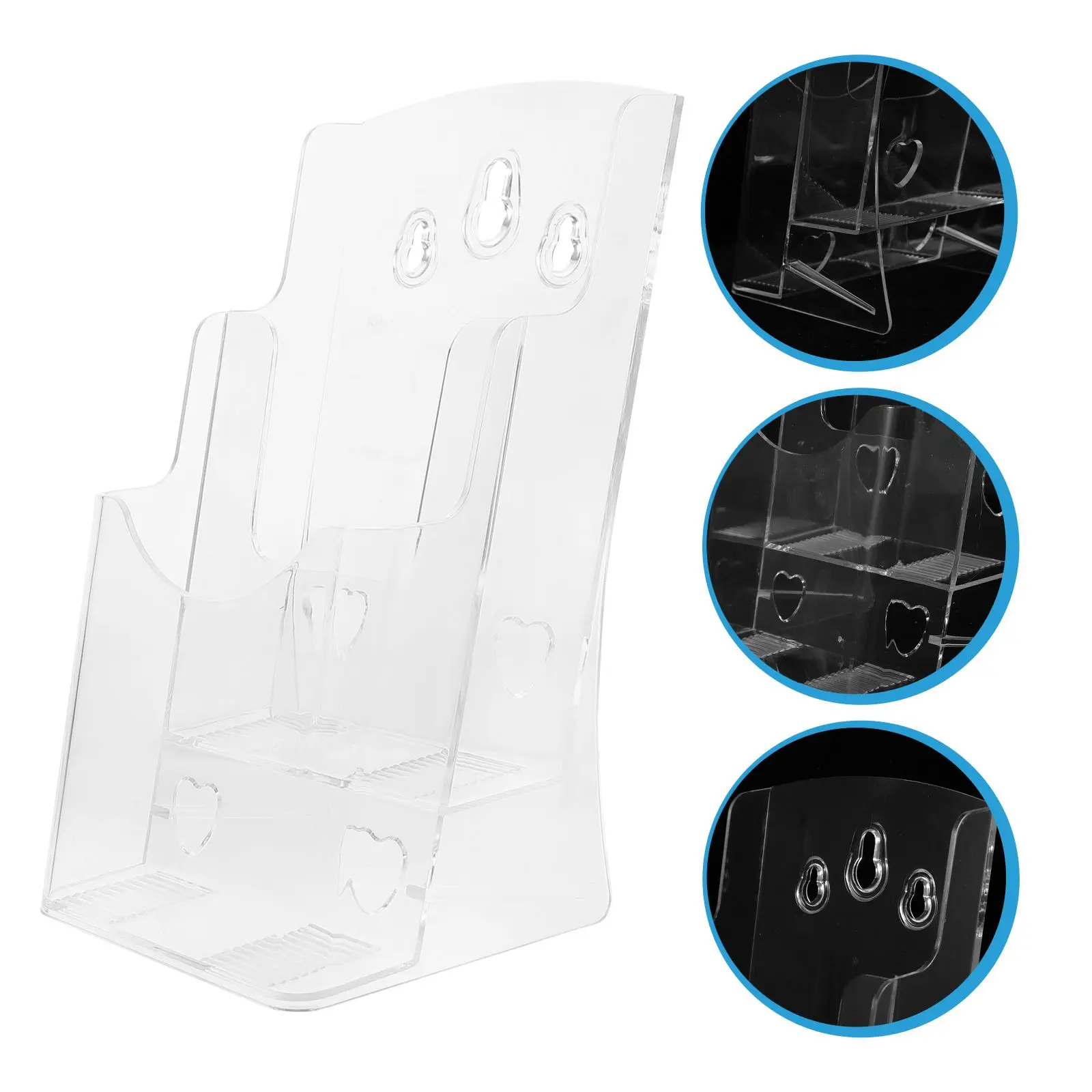 Wall Shelf 2 Layers Acrylic Document Stand Desk Mounted Brochure Rack File Holder Magazine Display Storage Organizer Practical