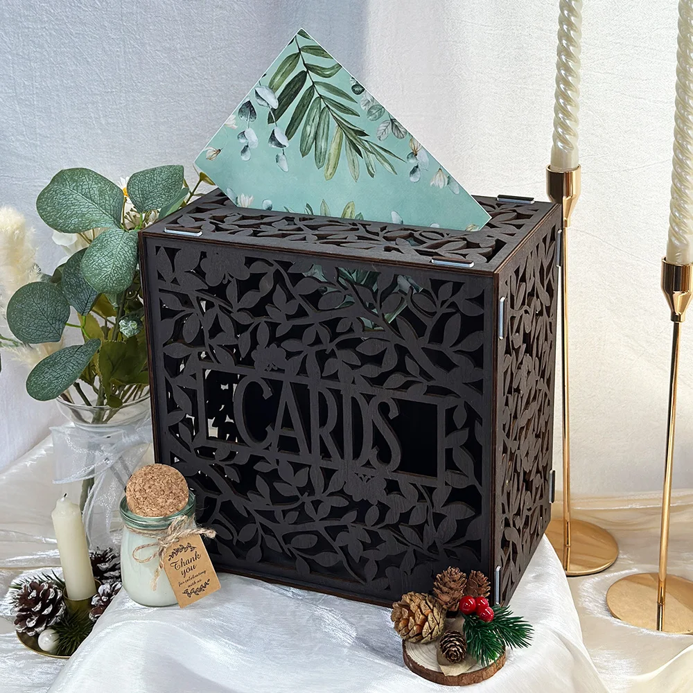 

1 шт., темно-коричневый ажурный Свадебный ящик для открыток для свадебного приема, уличный декор для свадебной вечеринки, выпускного вечера, дня рождения, детского праздника