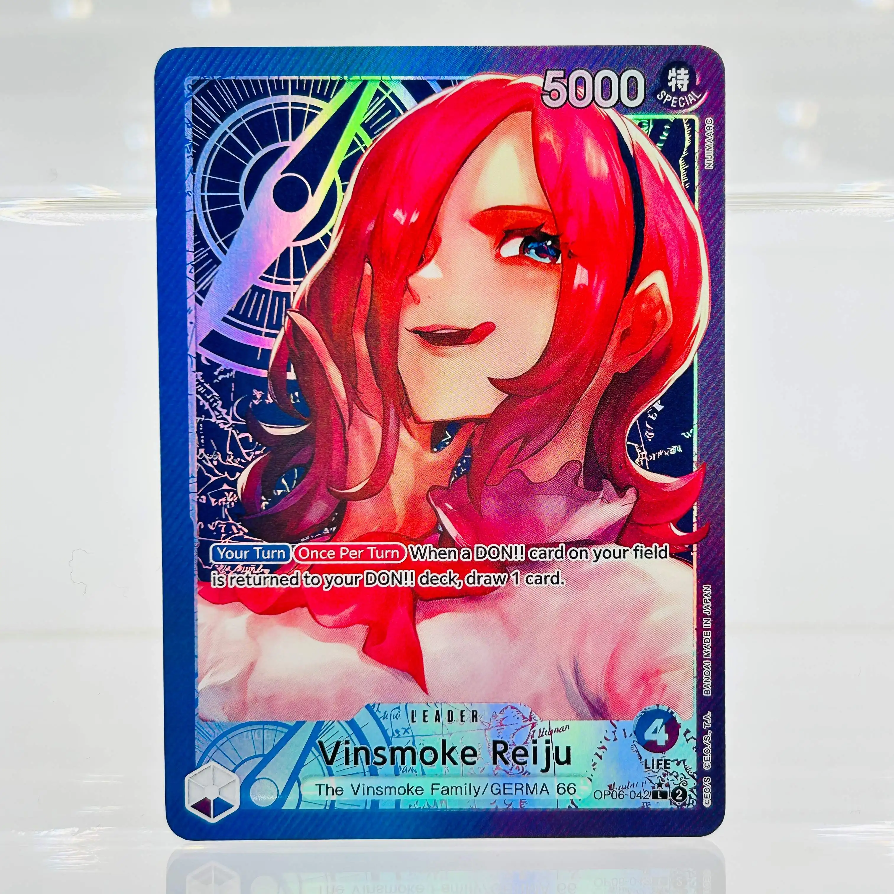 Tarjeta Coleccionable de Anime Premium de One Piece EN OP06-042 Vinsmoke Reiju con Lámina Dorada y Textura de Lámina DIY