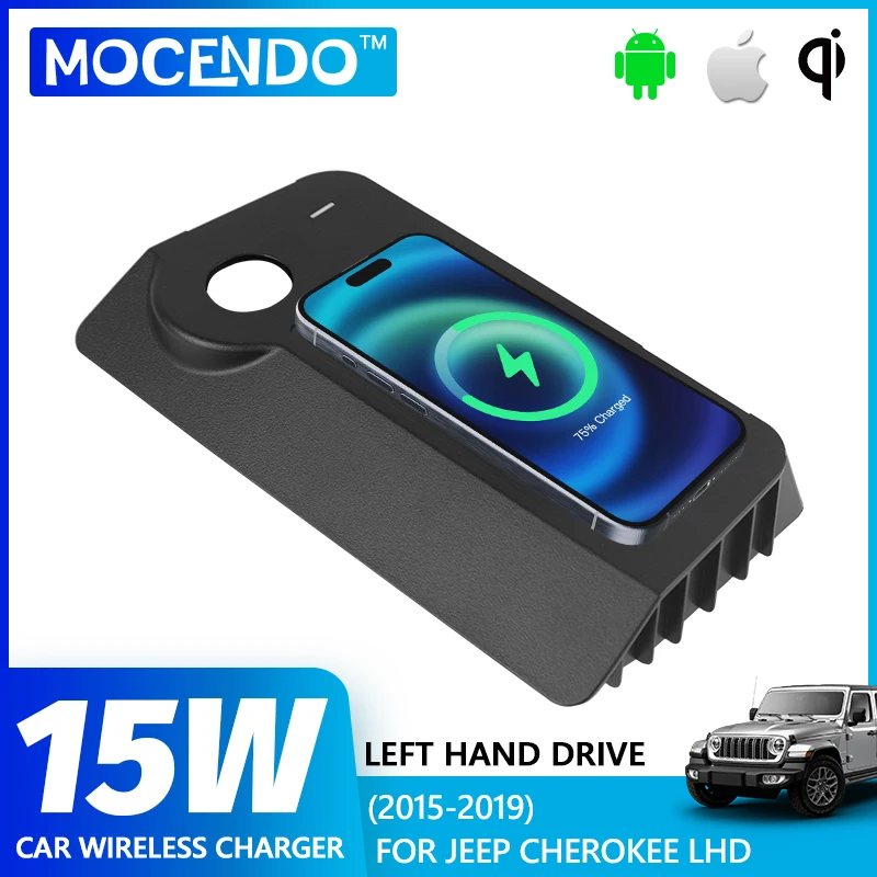 

Quick Wireless Charger For JEEP Cherokee 2015 2016 2017 2018 2019 QI Fast Mobile Phone 15W Hidden Car Dashboard Holder Charging