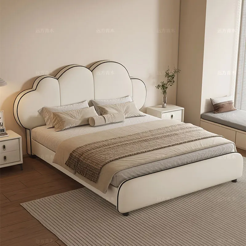 

Luxury Headboard Double Bed Wooden Nordic Queen Living Room Double Bed Hotel Modern Letto Matrimoniale Bedroom Furniture