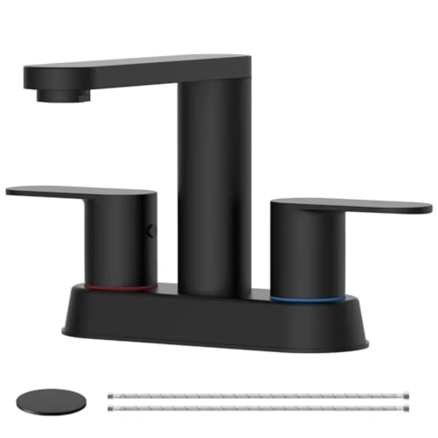 

Bathroom Faucets, Faucet for Bathroom Sink 2 or 3 Hole Basin, 2-Handle 360° Swivel Spout Sk Faucet with Pop up Dra and Water Su