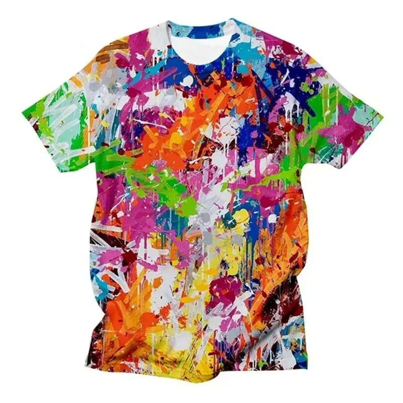 Summer Fashion Splash-ink Graffiti Men T-shirts Trend Casual Hip Hop harajuku Printed Tees New Personality O-neck Short Sleeve